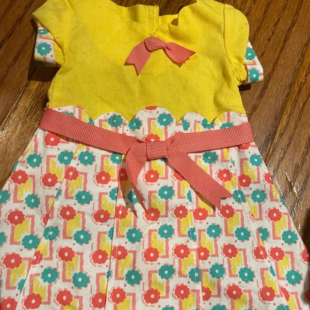 American Girl Floral Doll Dress with Yellow Stitching - Kit photography dress